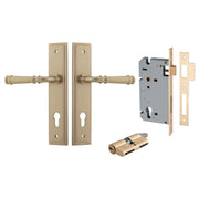 Verona Lever Stepped Backplate Entrance Kit w High Security Lock Brushed Brass
