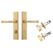 Verona Lever Stepped Backplate Privacy Kit w Privacy Turn Brushed Brass