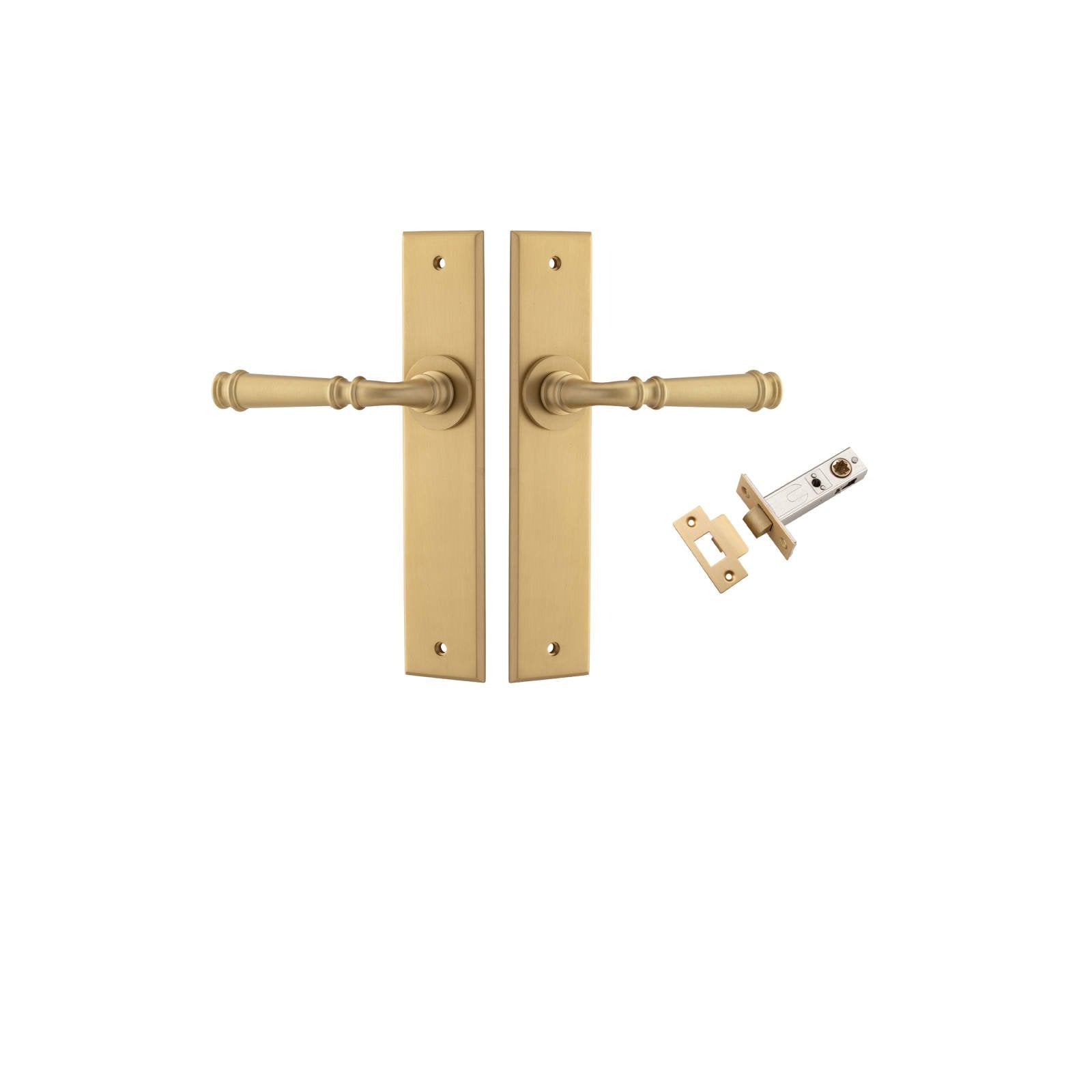 Verona Lever Chamfered  Backplate Passage Kit Brushed Brass