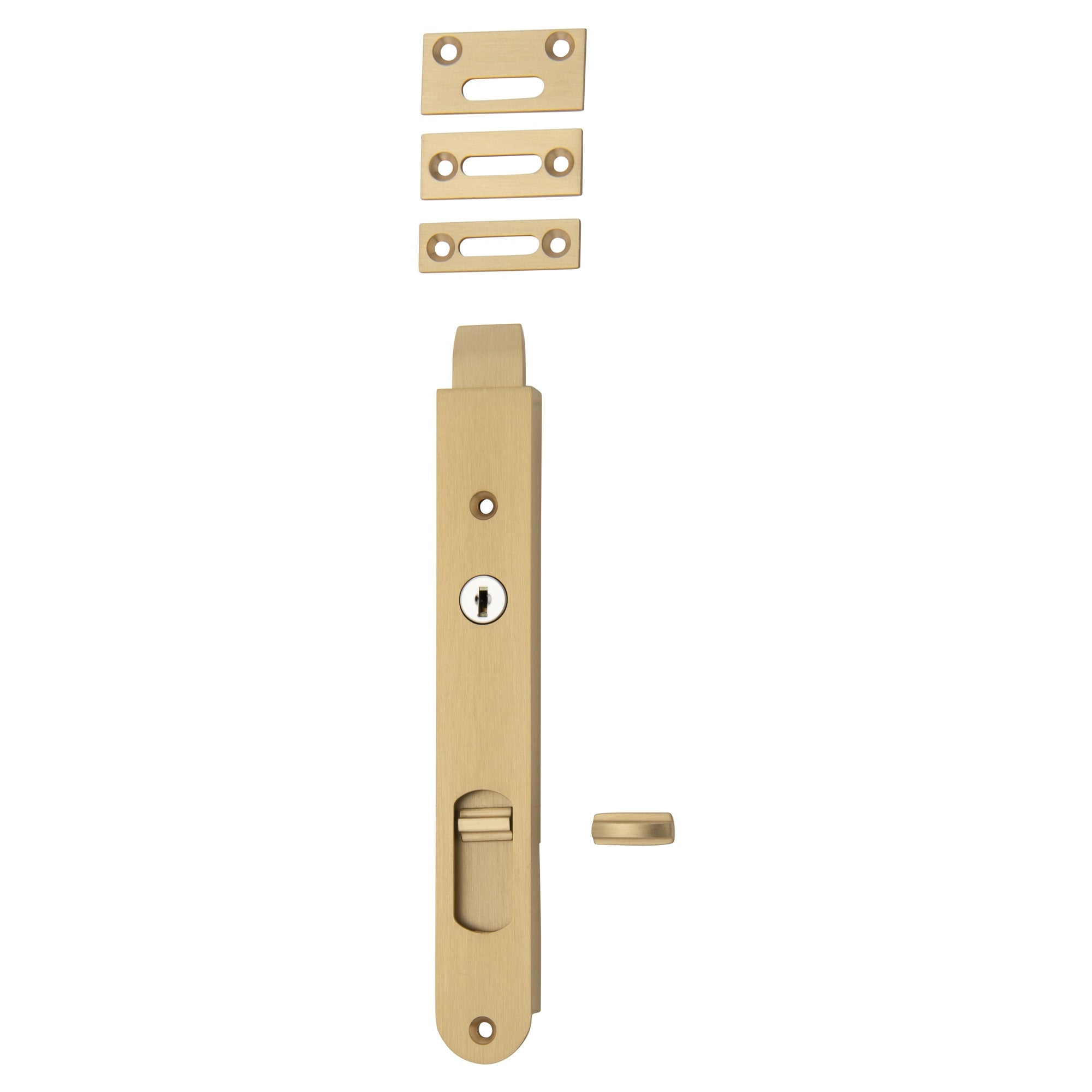 Flush Bolt Locking Brushed Bra, Brushed Brass