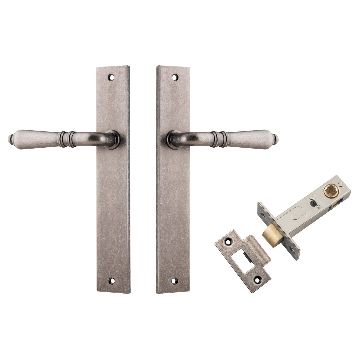 Sarlat Lever Rectangular Backplate Passage Kit Distressed Nickel