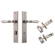 Sarlat Lever Rectangular Backplate Privacy Kit w Privacy Turn Distressed Nickel