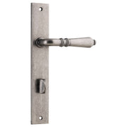 Sarlat Rectangular 85mm Privacy Lever Set, Distressed Nickel