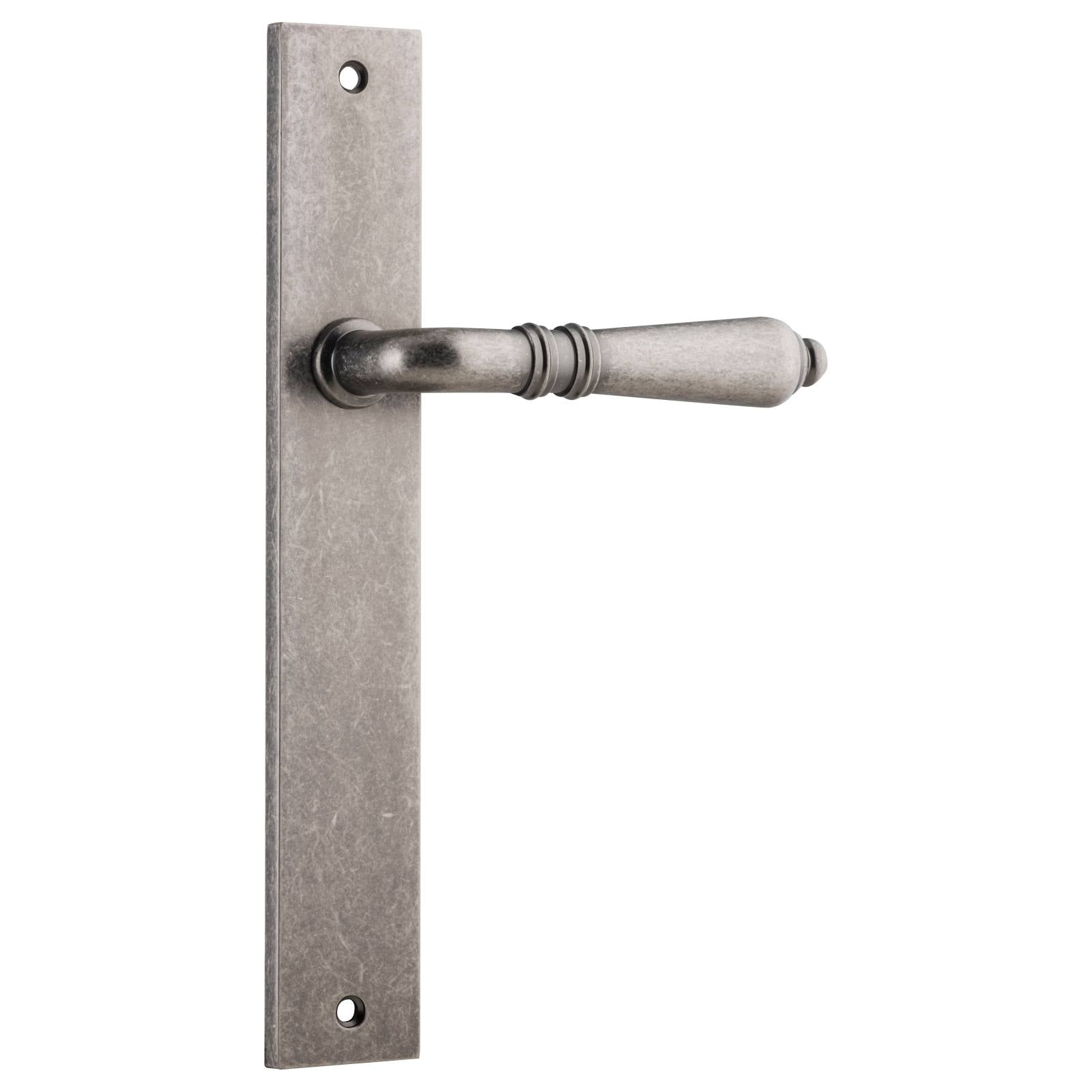 Sarlat Rectangular Lever Latch Set, Distressed Nickel