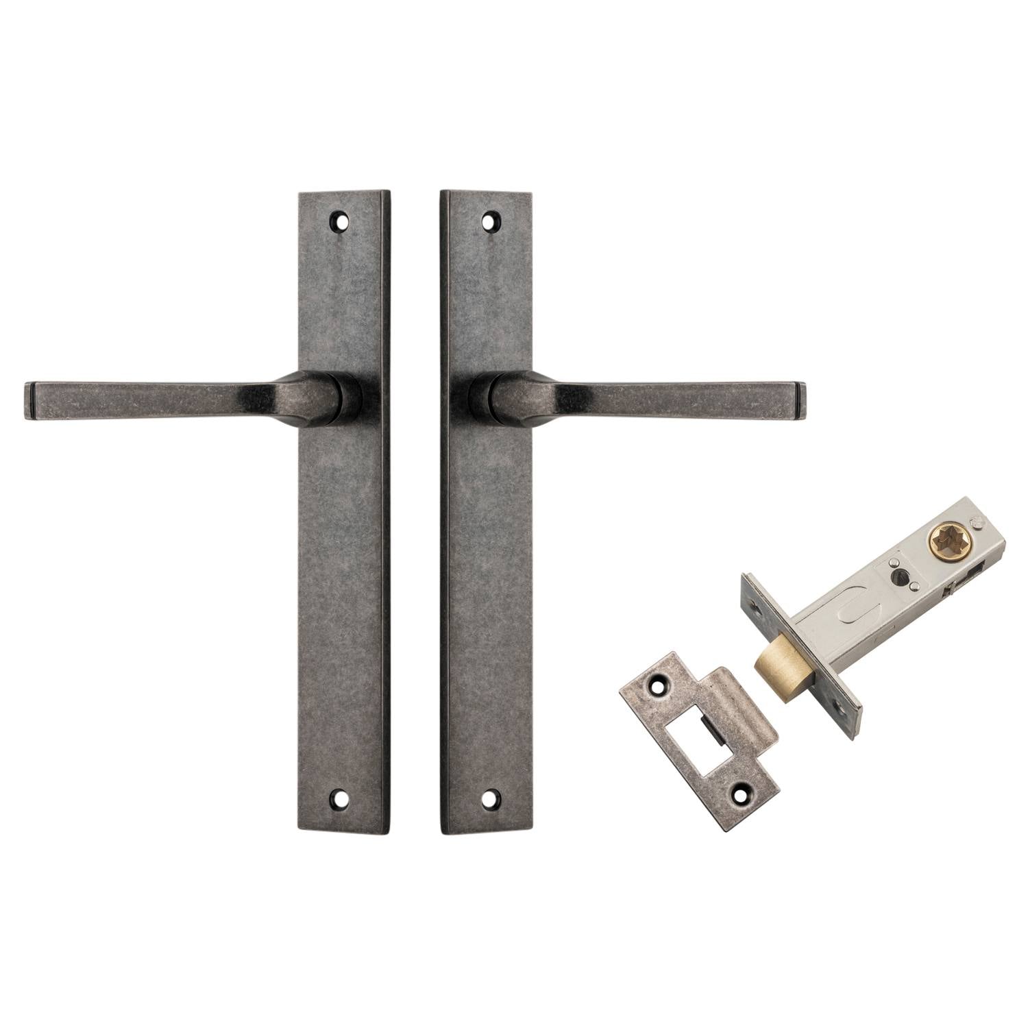 Annecy Lever Rectangular Backplate Passage Kit Distressed Nickel