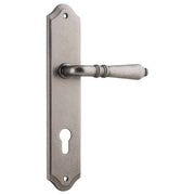 Sarlat Shouldered 85mm Euro Lever Set, Distressed Nickel