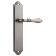 Sarlat Shouldered Lever Latch Set, Distressed Nickel
