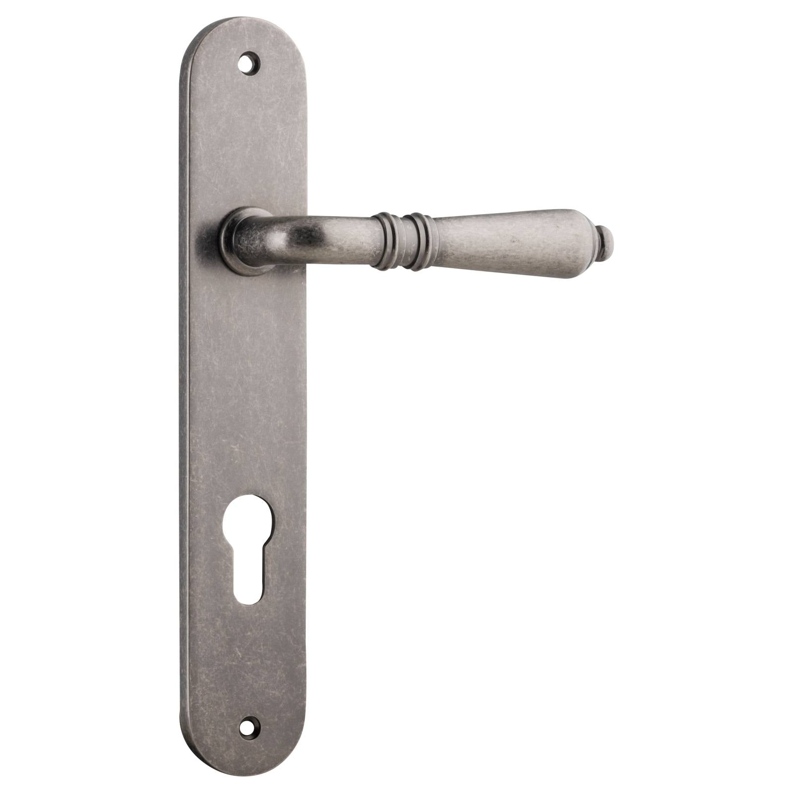 Sarlat Oval 85mm Euro Lever Set, Distressed Nickel