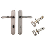 Sarlat Lever Oval Backplate Privacy Kit w Privacy Turn Distressed Nickel