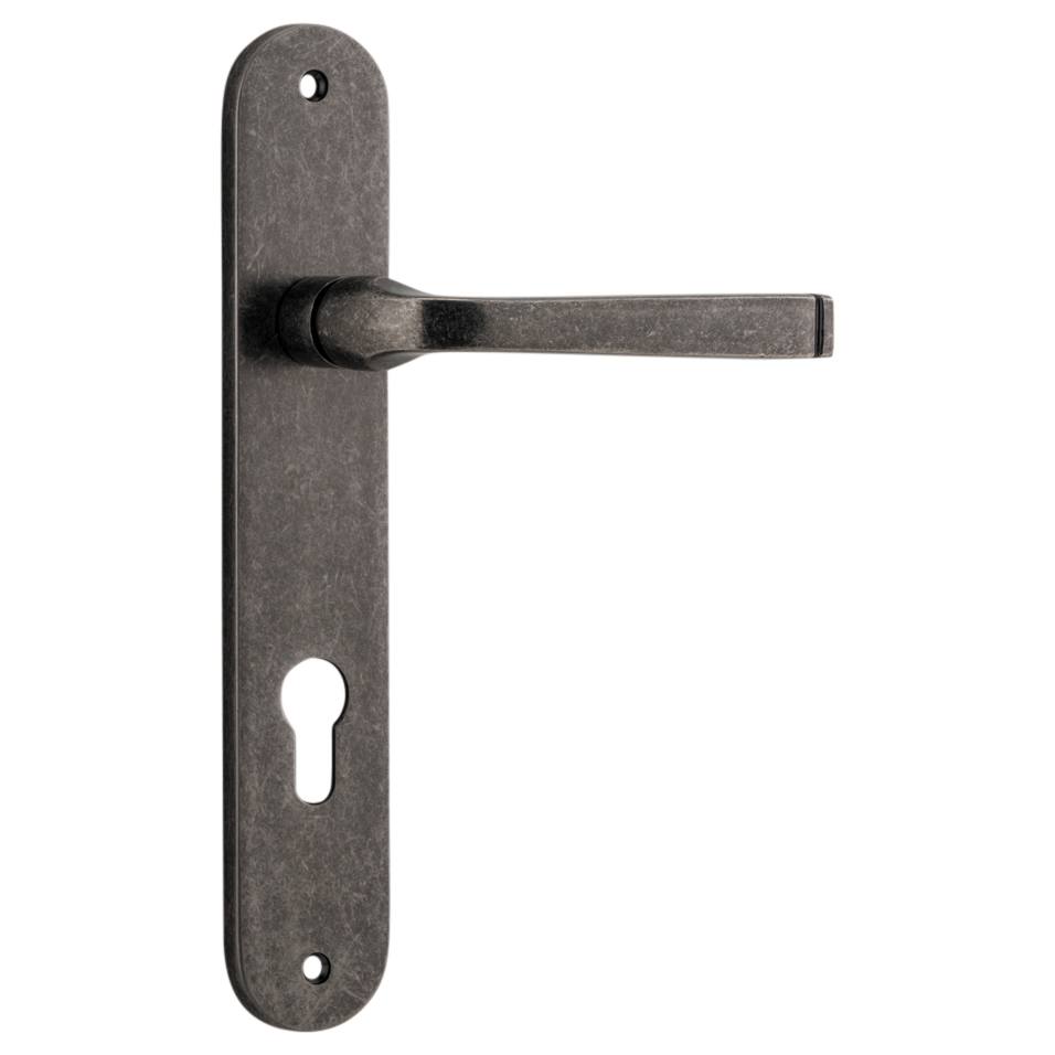 Annecy Lever Oval Backplate Distressed Nickel