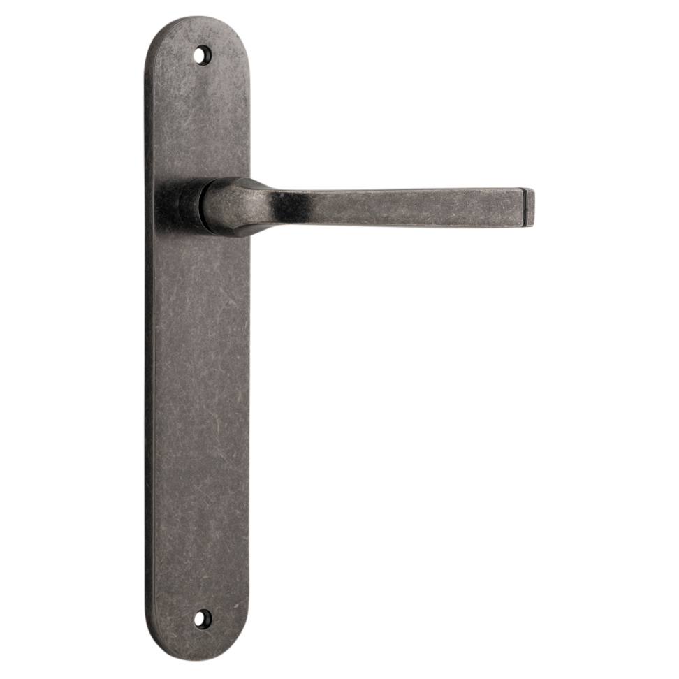 Annecy Lever Oval Backplate Distressed Nickel