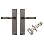 Verona Lever Stepped Backplate Passage Kit Distressed Nickel