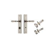 Sarlat Lever Chamfered Backplate Privacy Kit w Privacy Turn Distressed Nickel