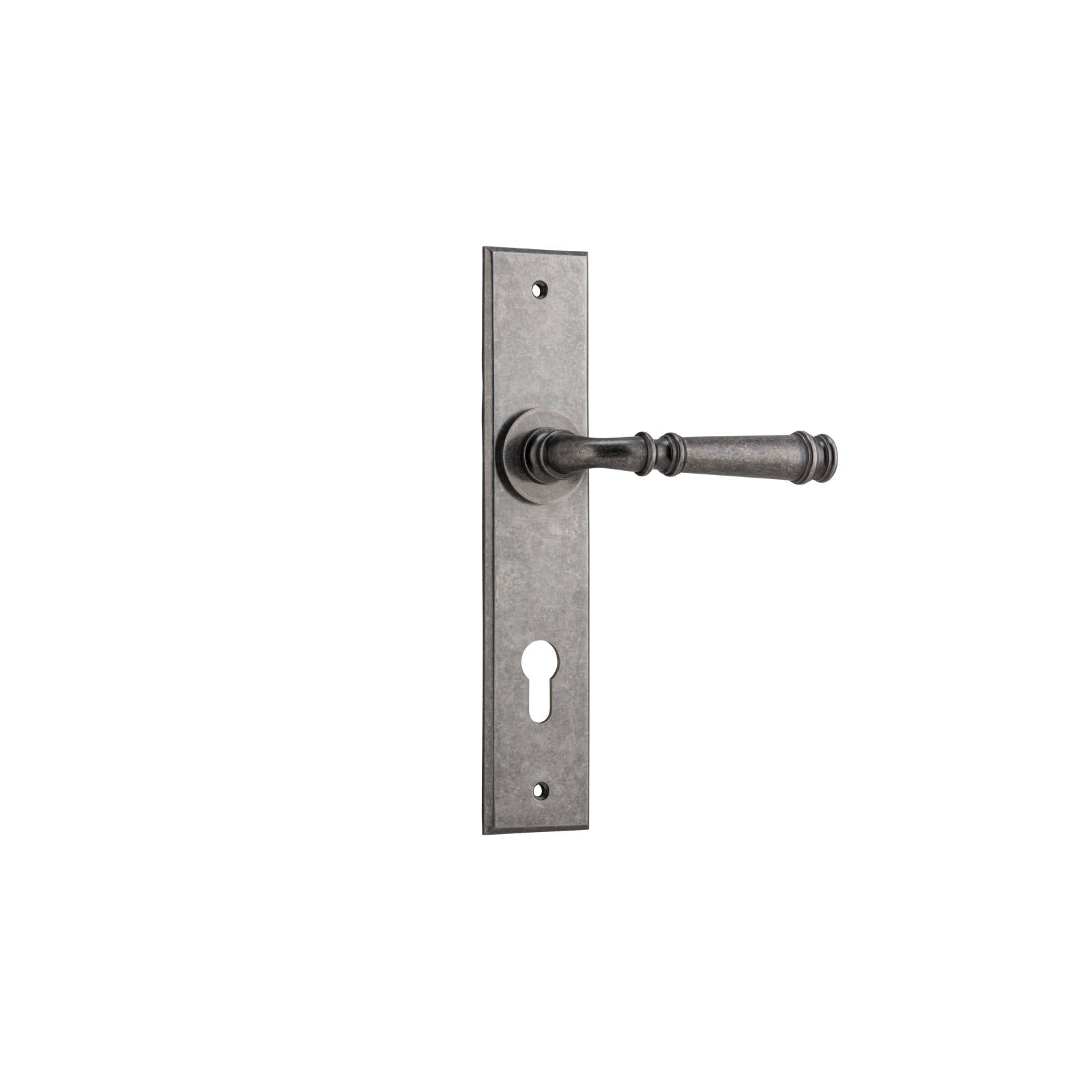 Verona Lever Distressed Nickel Chamfered Backplate