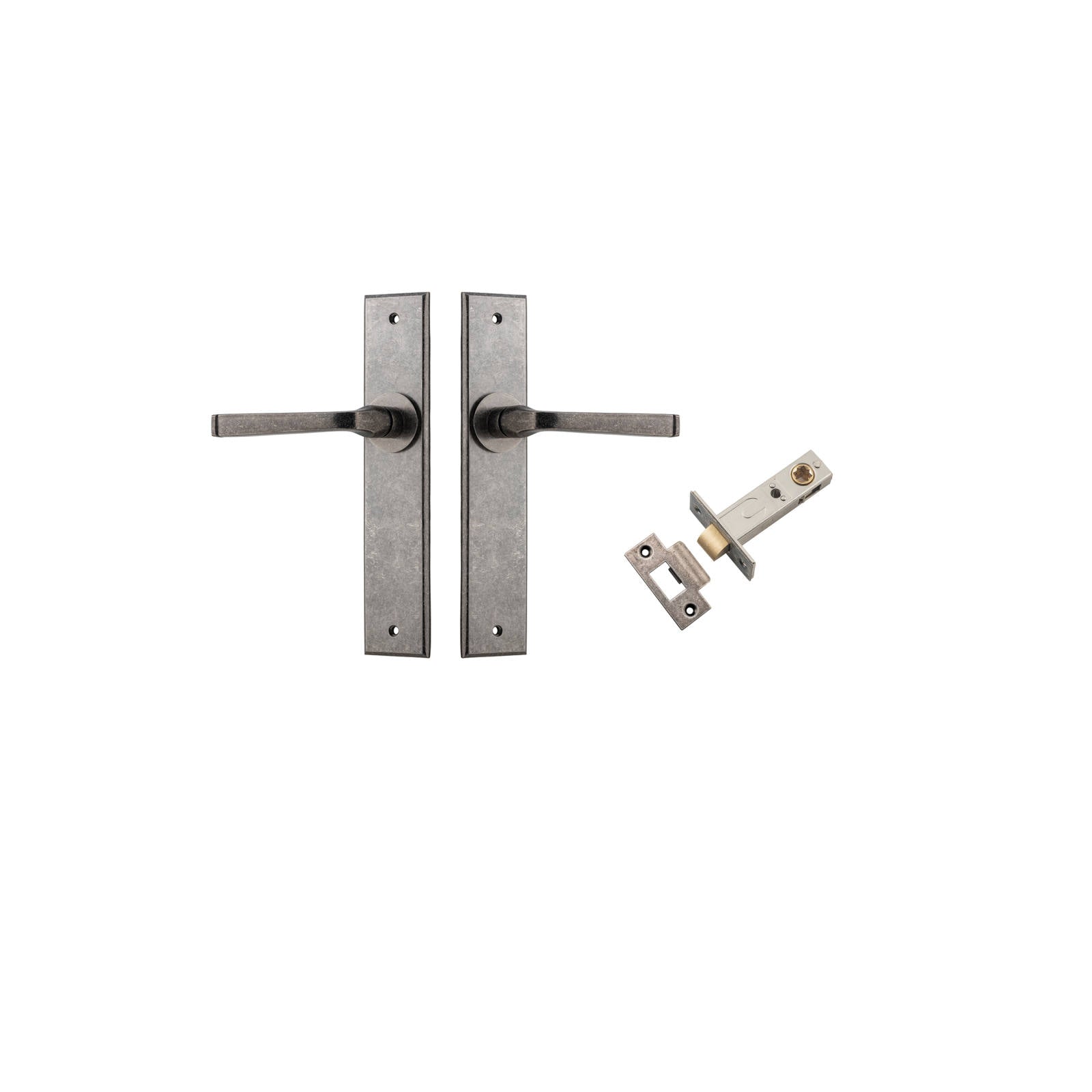 Annecy Lever Chamfered Backplate Passage Kit Distressed Nickel