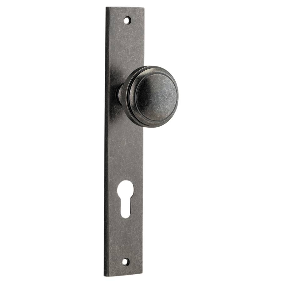 Paddington Knob Rectangular Backplate Distressed Nickel