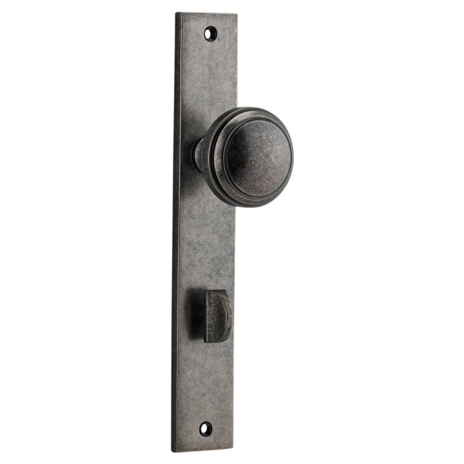 Paddington Knob Rectangular Backplate Distressed Nickel