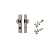 Paddington Knob Chamfered Backplate Privacy Kit w Privacy Turn Distressed Nickel