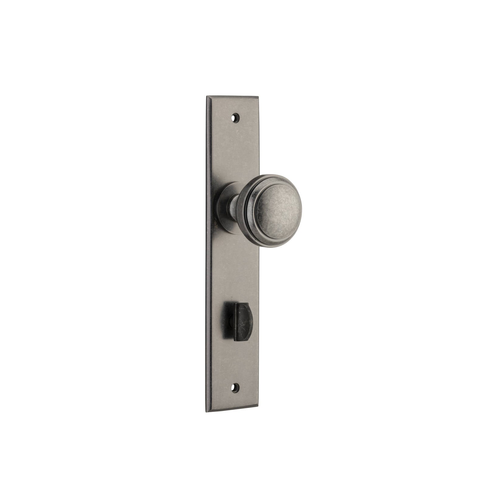 Paddington Knob Distressed Nickel Chamfered Backplate