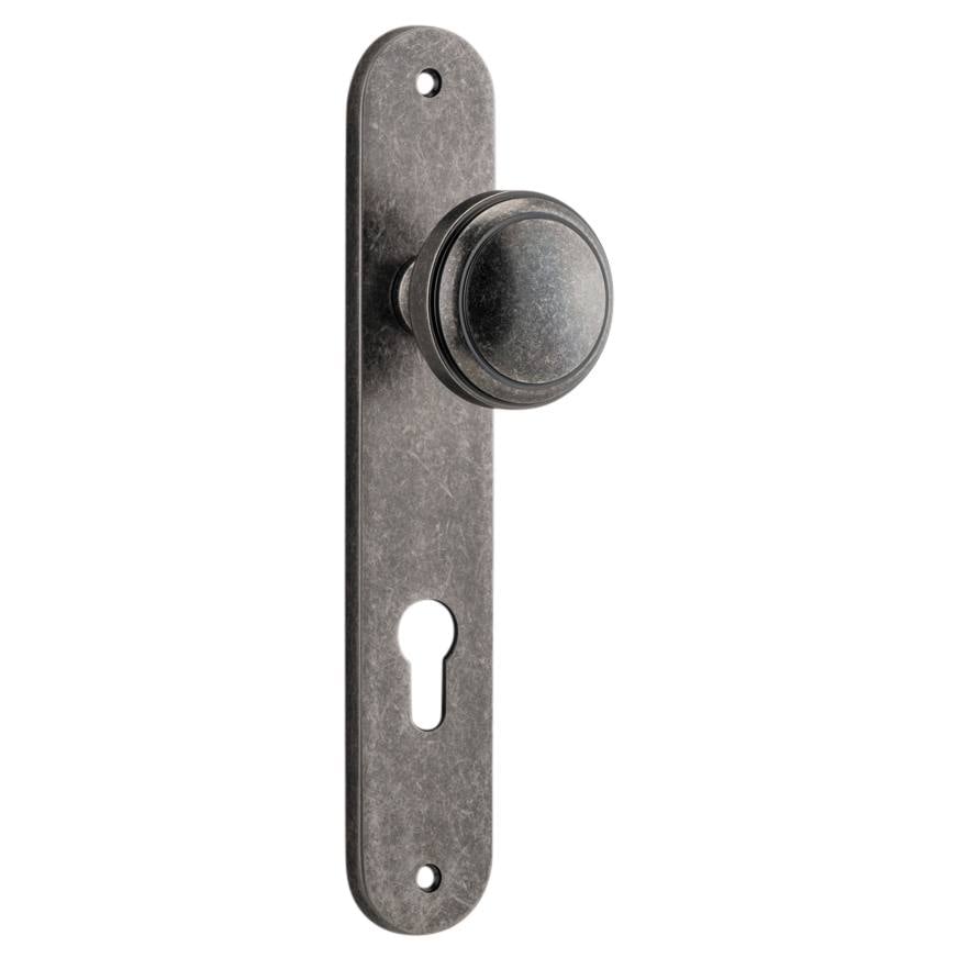 Paddington Knob Oval Backplate Distressed Nickel