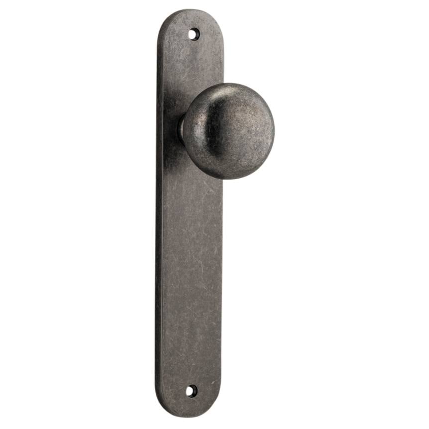 Cambridge Knob Oval Backplate Distressed Nickel