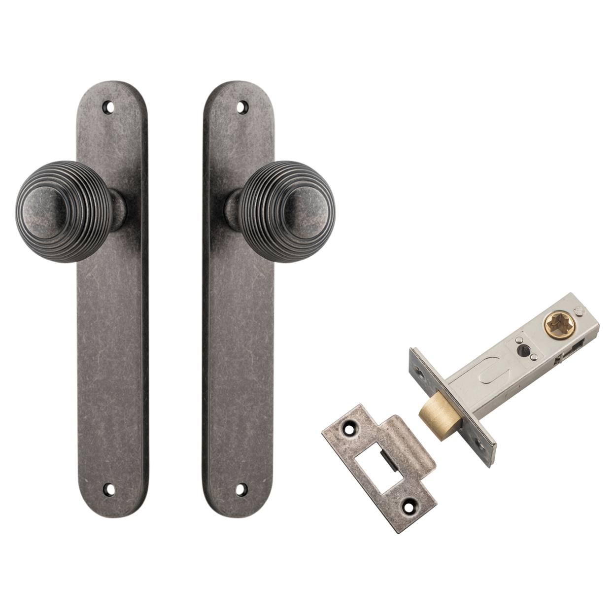 Guildford Knob Oval Backplate Passage Kit Distressed Nickel