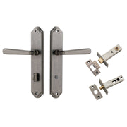 Copenhagen Lever Shouldered Backplate Privacy Kit w Privacy Turn Distressed Nickel