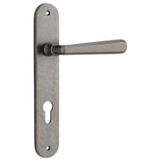 Copenhagen Lever Oval Backplate Distressed Nickel
