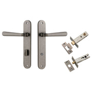 Copenhagen Lever Oval Backplate Privacy Kit w Privacy Turn Distressed Nickel