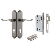 Stirling Lever Shouldered Backplate Entrance Kit w High Security Lock Distressed Nickel
