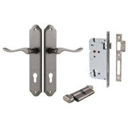 Stirling Lever Shouldered Backplate Entrance Kit w High Security Lock Distressed Nickel
