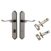 Stirling Lever Shouldered Backplate Privacy Kit w Privacy Turn Distressed Nickel