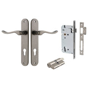 Stirling Lever Oval Backplate Entrance Kit w High Security Lock Distressed Nickel