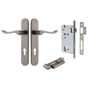Stirling Lever Oval Backplate Entrance Kit w High Security Lock Distressed Nickel