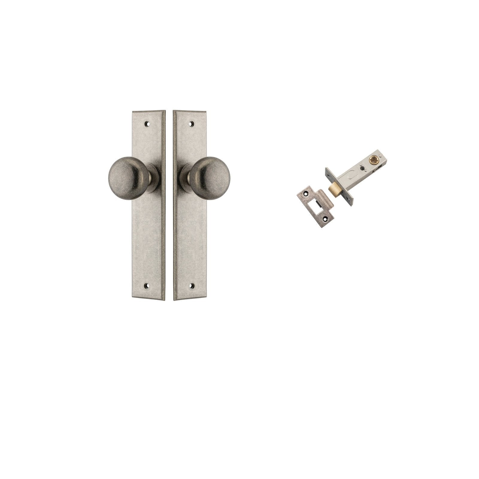 Cambridge Knob Chamfered Backplate Passage Kit Distressed Nickel