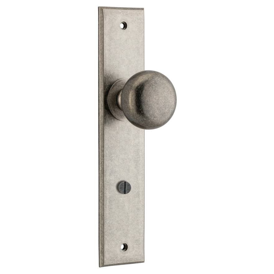 Cambridge Knob Distressed Nickel Chamfered Backplate