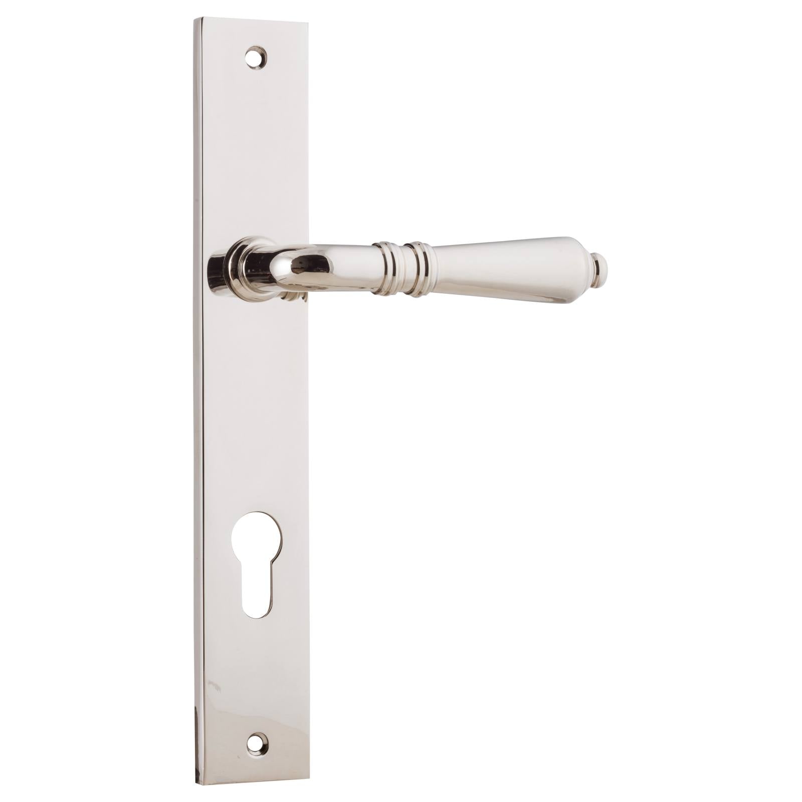 Sarlat Rectangular 85mm Euro Lever Set, Pol Nickel
