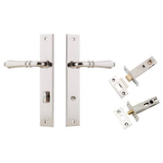 Sarlat Lever Rectangular Backplate Privacy Kit w Privacy Turn Polished Nickel
