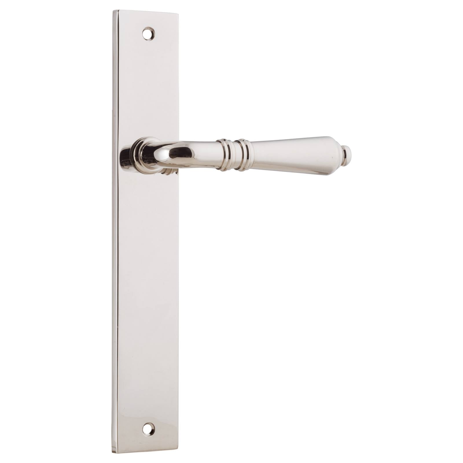 Sarlat Rectangular Lever Latch Set, Polish Nickel