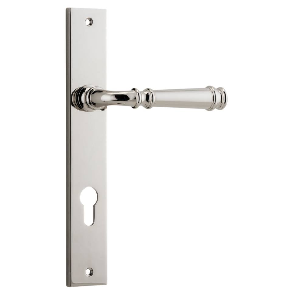 Verona Lever Rectangular Backplate Polished Nickel