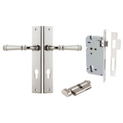Verona Lever Rectangular Backplate Entrance Kit w High Security Lock Polished Nickel