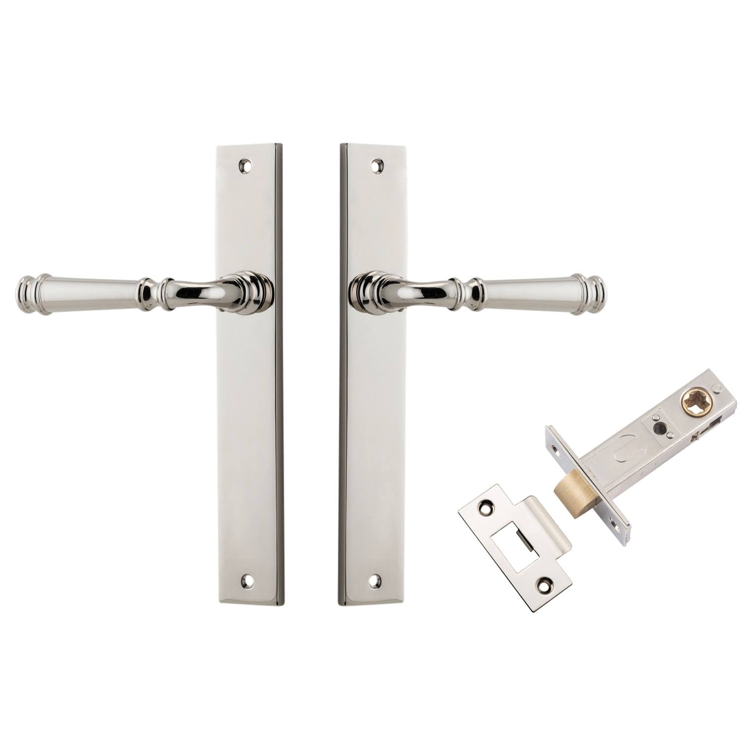 Verona Lever Rectangular Backplate Passage Kit Polished Nickel