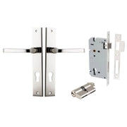 Annecy Lever Rectangular Backplate Entrance Kit w High Security Lock Polished Nickel