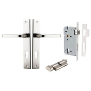 Annecy Lever Rectangular Backplate Entrance Kit w High Security Lock Polished Nickel