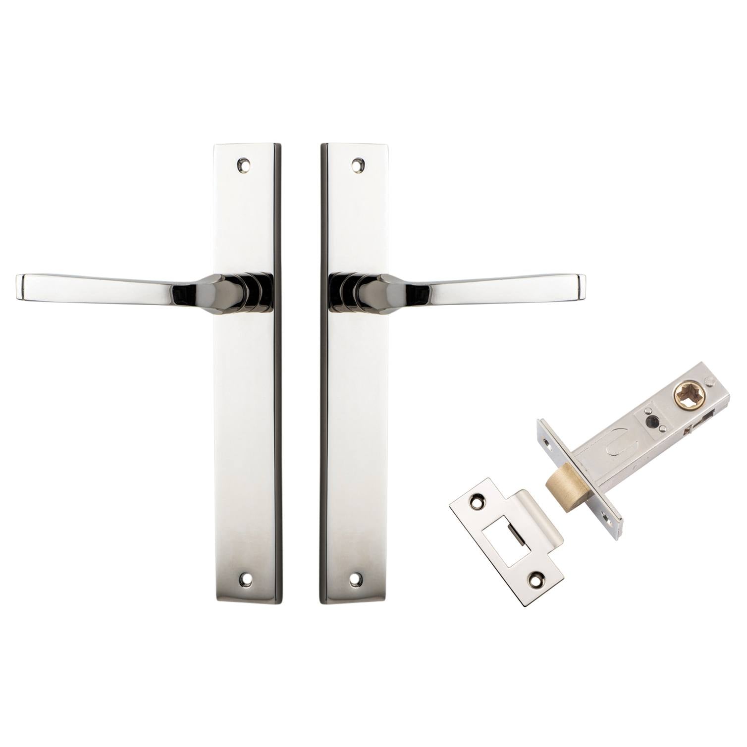 Annecy Lever Rectangular Backplate Passage Kit Polished Nickel