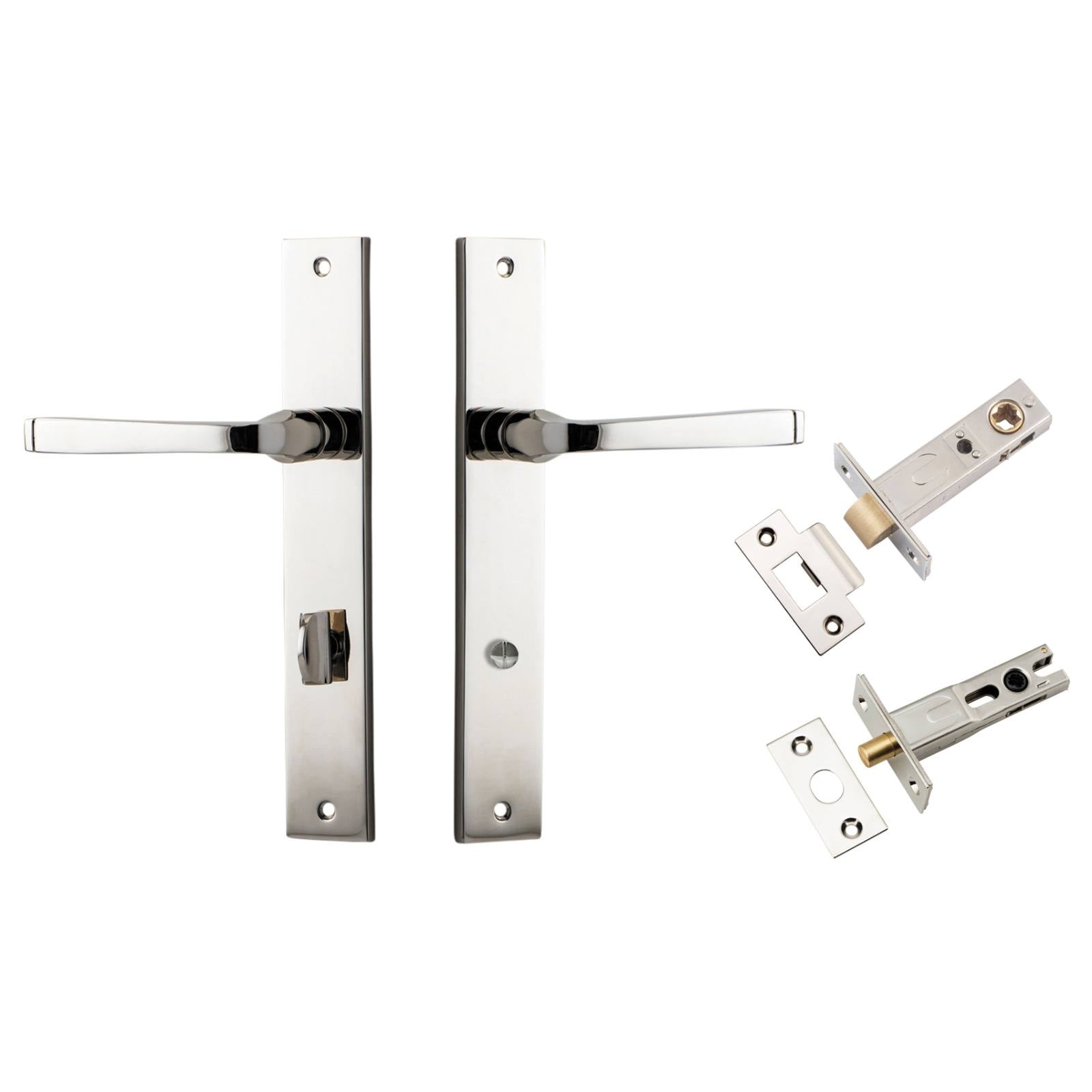 Annecy Lever Rectangular Backplate Privacy Kit w Privacy Turn Polished Nickel
