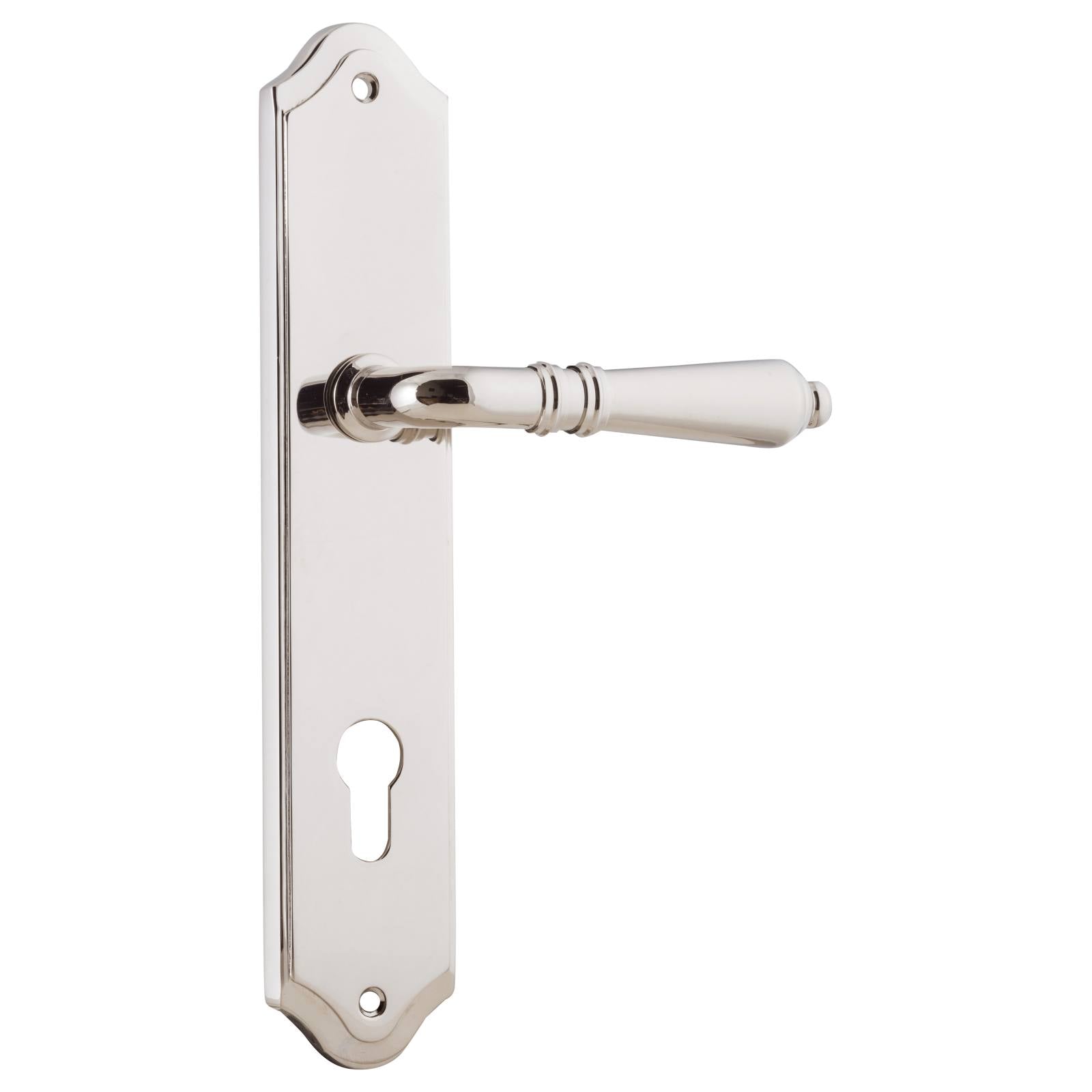 Sarlat Shouldered 85mm Euro Lever Set, Pol. Nickel