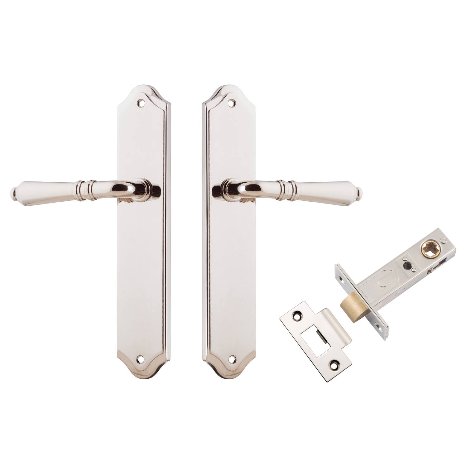 Sarlat Lever Shouldered Backplate Passage Kit Polished Nickel