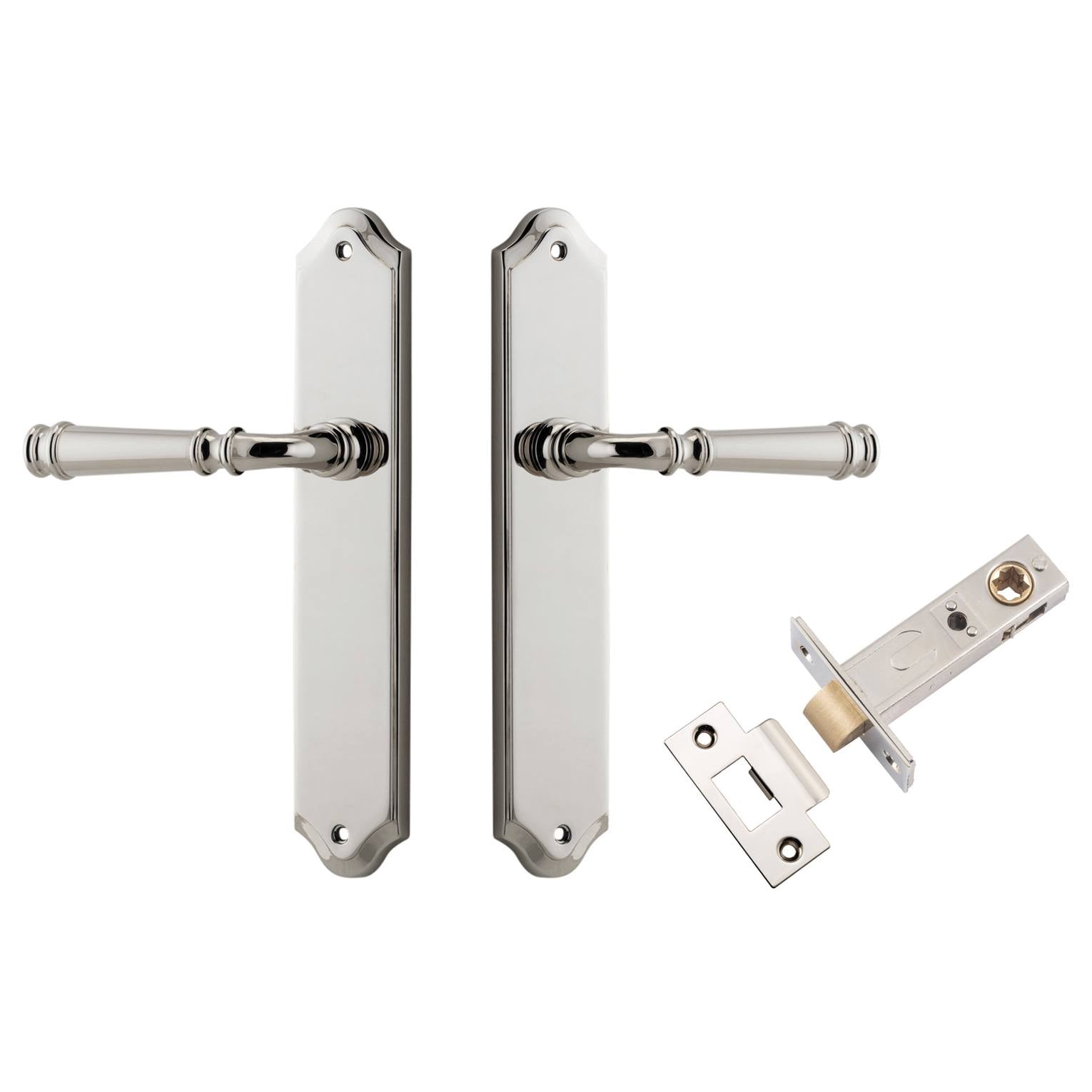 Verona Lever Shouldered Backplate Passage Kit Polished Nickel