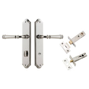 Verona Lever Shouldered Backplate Privacy Kit w Privacy Turn Polished Nickel